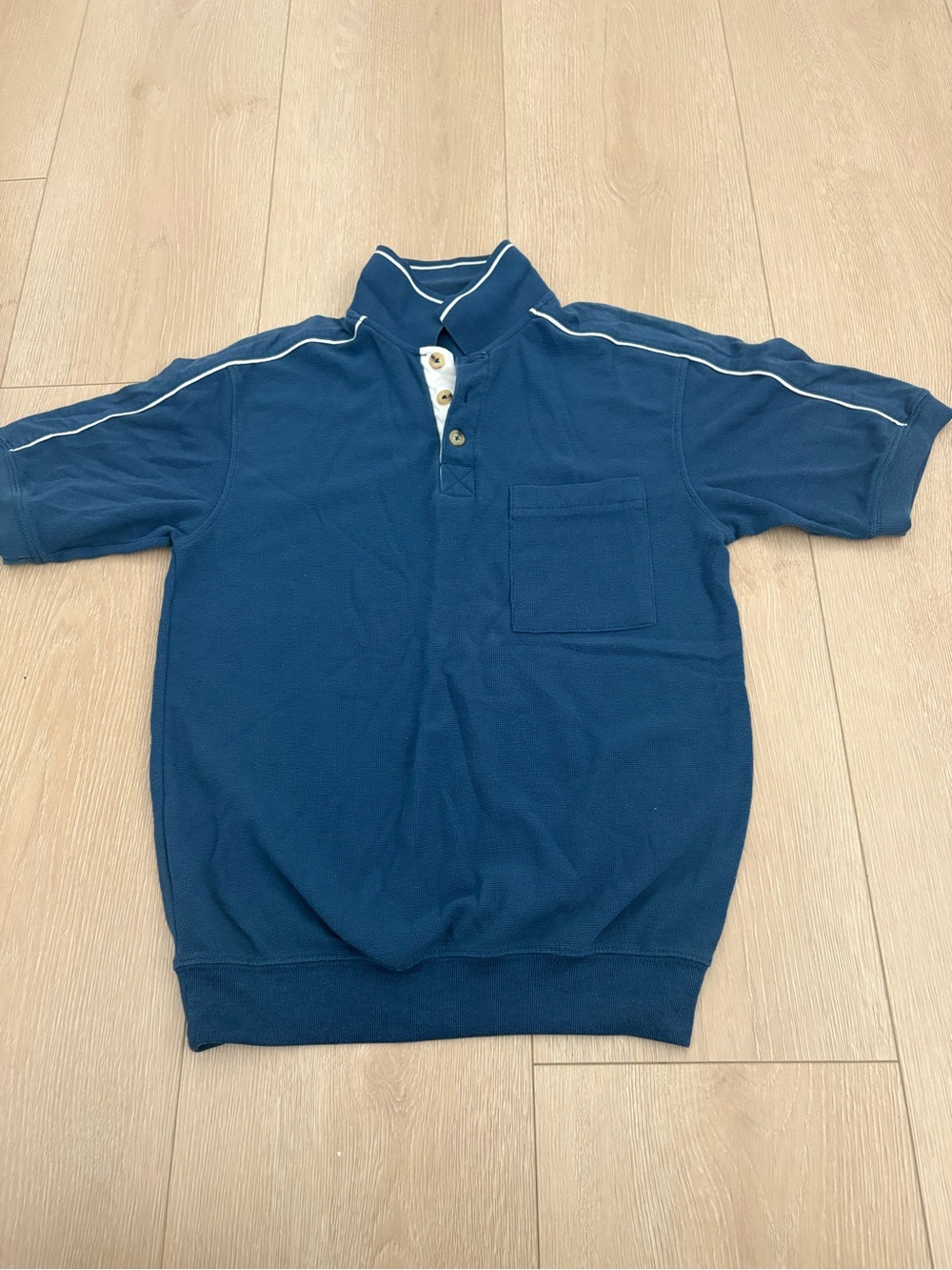 Men's Navy Short-Sleeve Polo with Contrast Trim